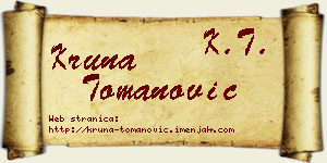 Kruna Tomanović vizit kartica